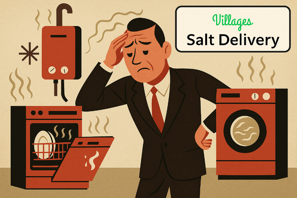 Man Surrounded by Failing Appliances 